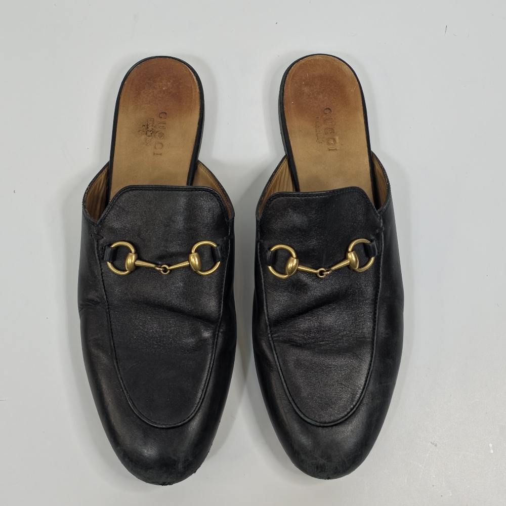 Gucci Princetown Mules Horsebit Black Leather Slipper EU 38.5 US 8 - Picture 2 of 16